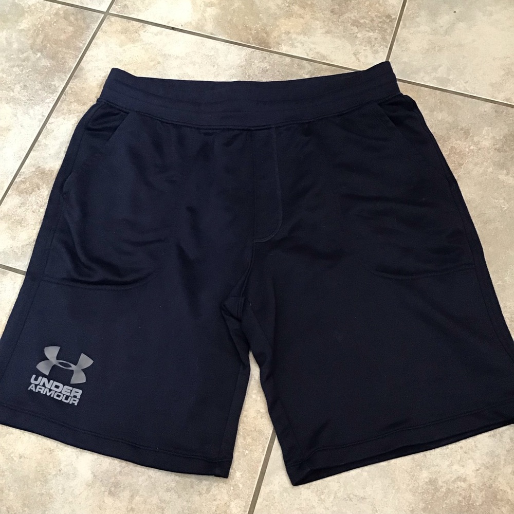 Under Armour Fleece Shorts Navy Blue Mens XL Elastic Athletic Drawstring